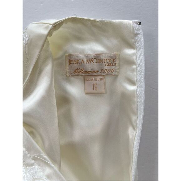 VTG Jessica McClintock Millenium 2000 Flower Girl Communion Dress Ivory Size 16 - Picture 3 of 9